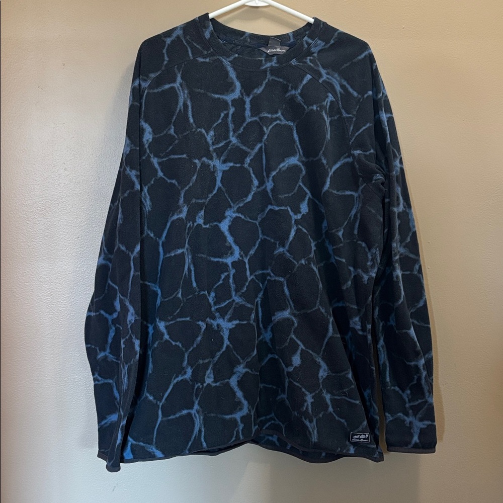 Blue and Black Patterned Fleece Long Sleeve Shirt